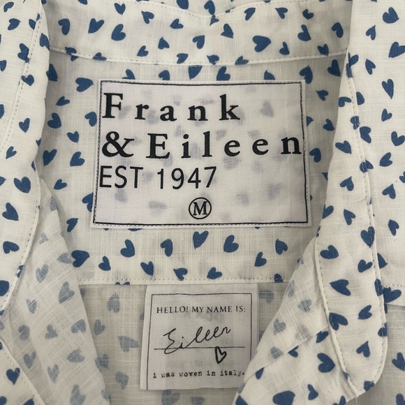 Frank & Eileen relaxed fit cotton Button-Up shirt with blue heart pattern - Picture 3 of 6